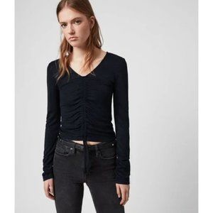 🌌 AllSaints Rina Glitz Navy Blue Long Sleeve Shirt - Chic & Elegant 🌌